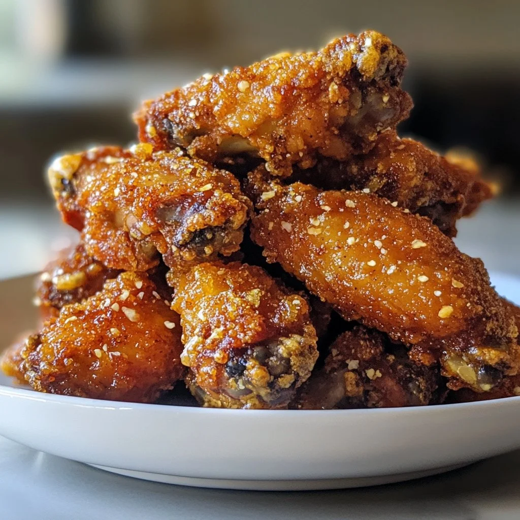 Crispy oven fried chicken wings served with dipping sauce