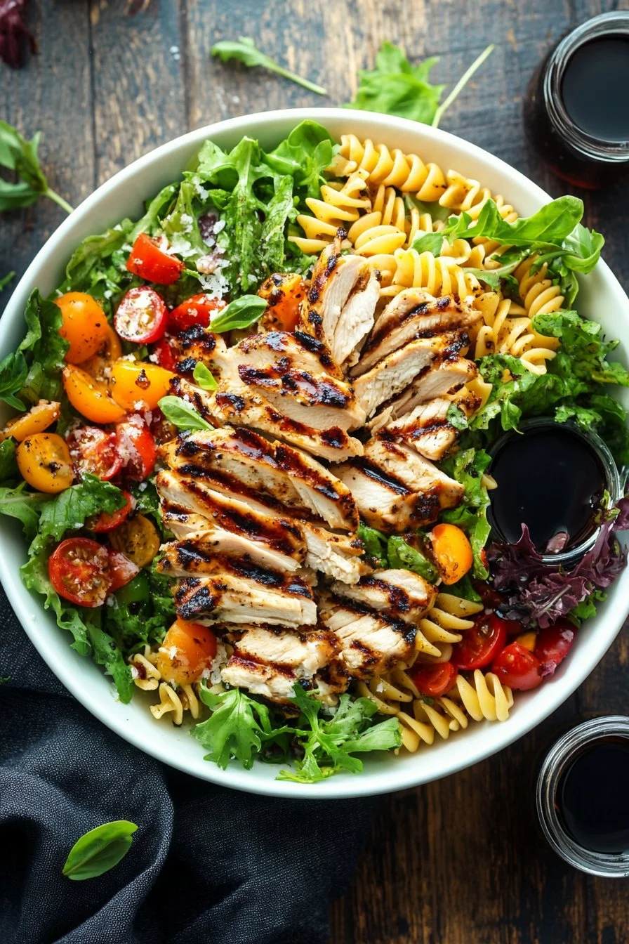 Grilled Chicken Pasta Salad with Balsamic Vinaigrette – Easy Recipe
