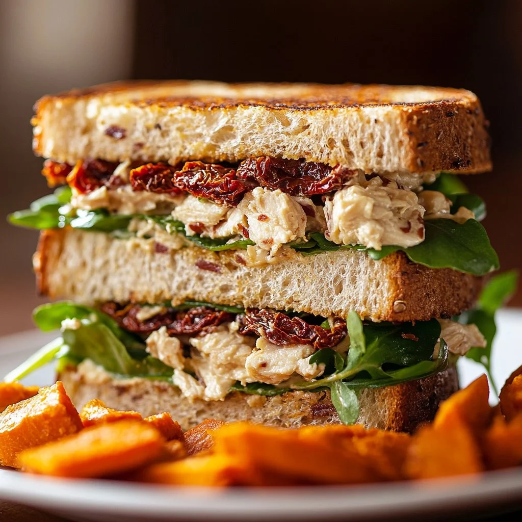 Sun Dried Tomato Chicken Salad with fresh ingredients in a bowl