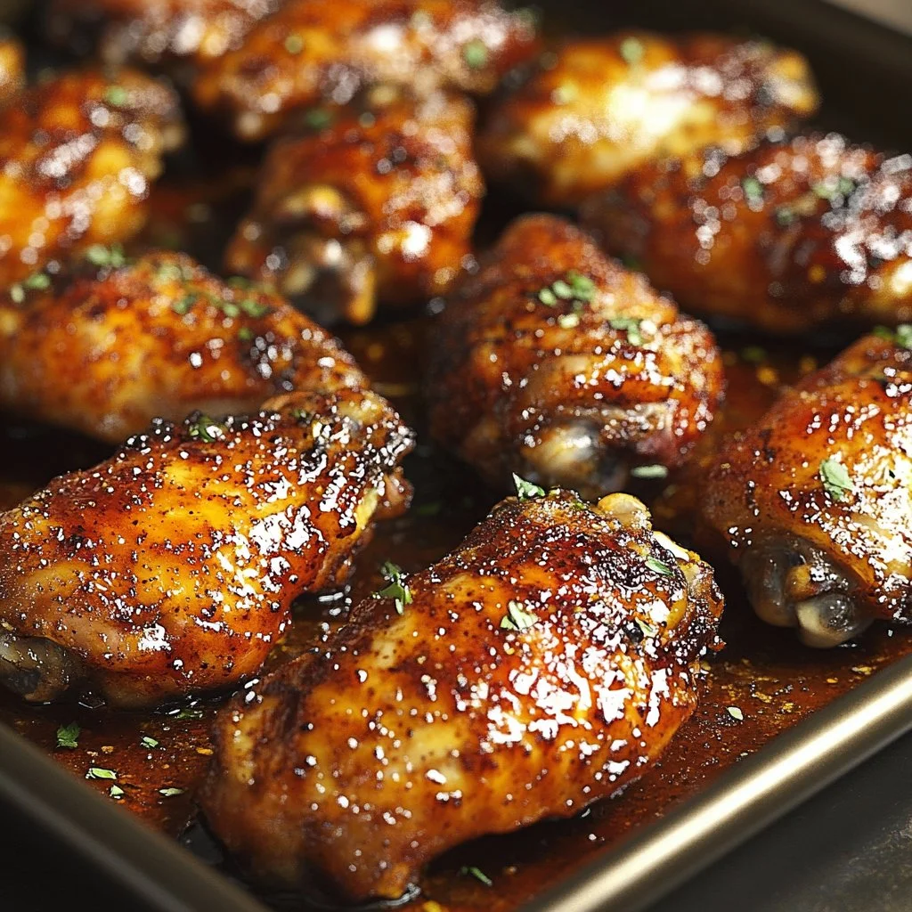 Delicious crispy chicken wings served with dipping sauce and garnish