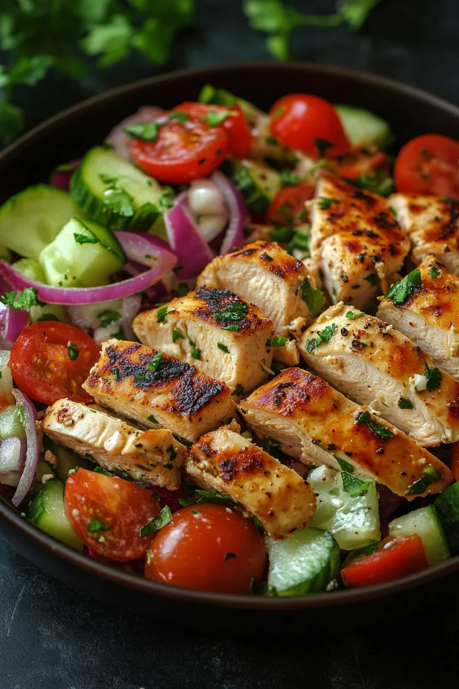 Healthy Greek Salad with Chicken