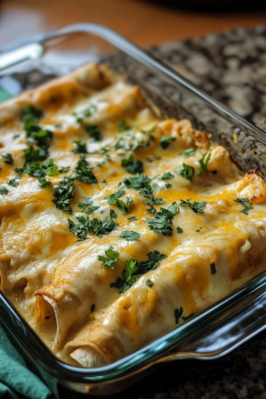 Cheesy Chicken Enchiladas with Creamy Sauce
