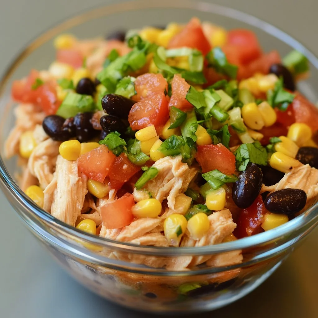 Zesty Southwest Chicken Salad with grilled chicken, veggies, and dressing
