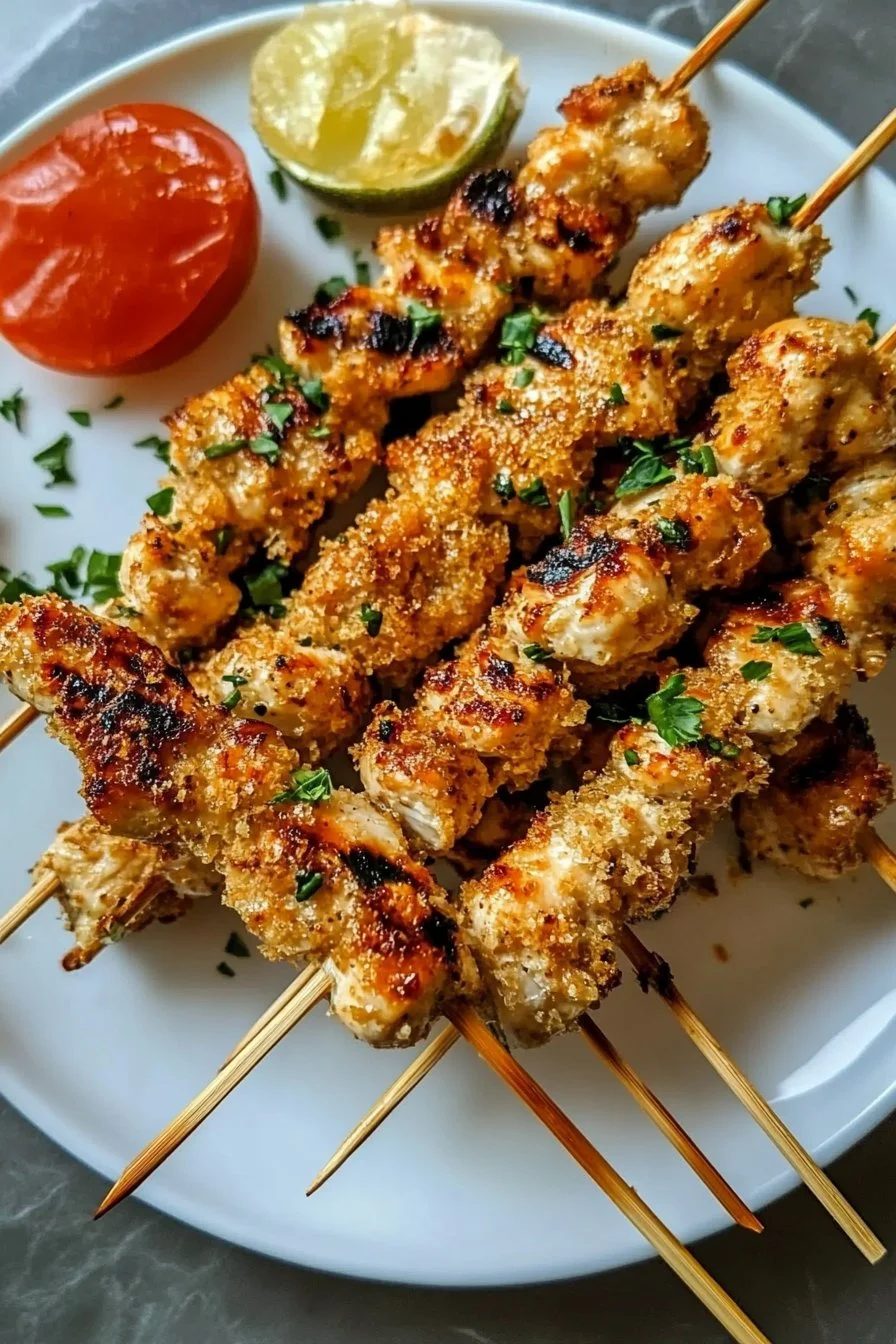 Crispy Air Fryer Garlic Parmesan Chicken Skewers - Irresistible!
