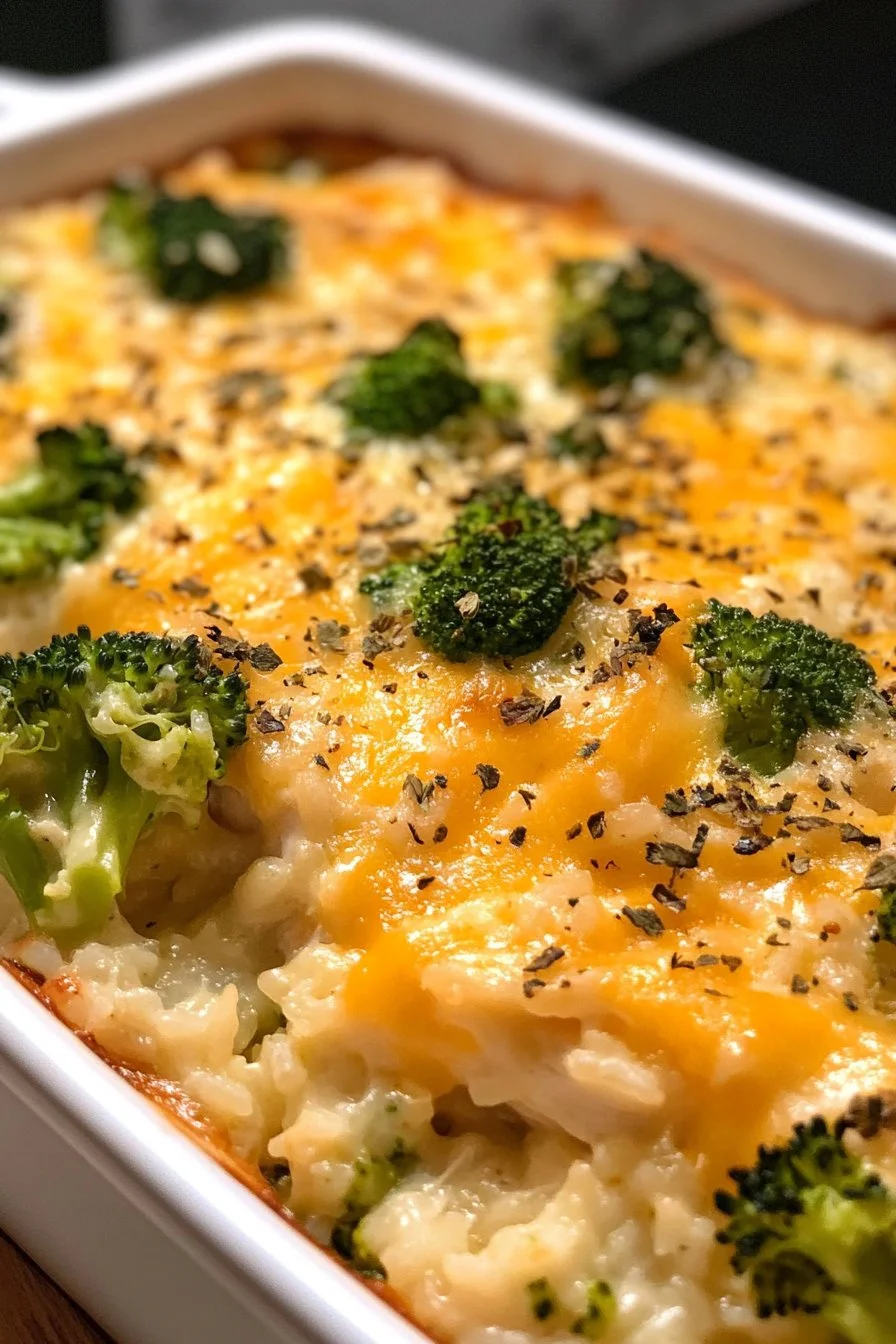 Cheesy Broccoli Chicken and Rice Casserole