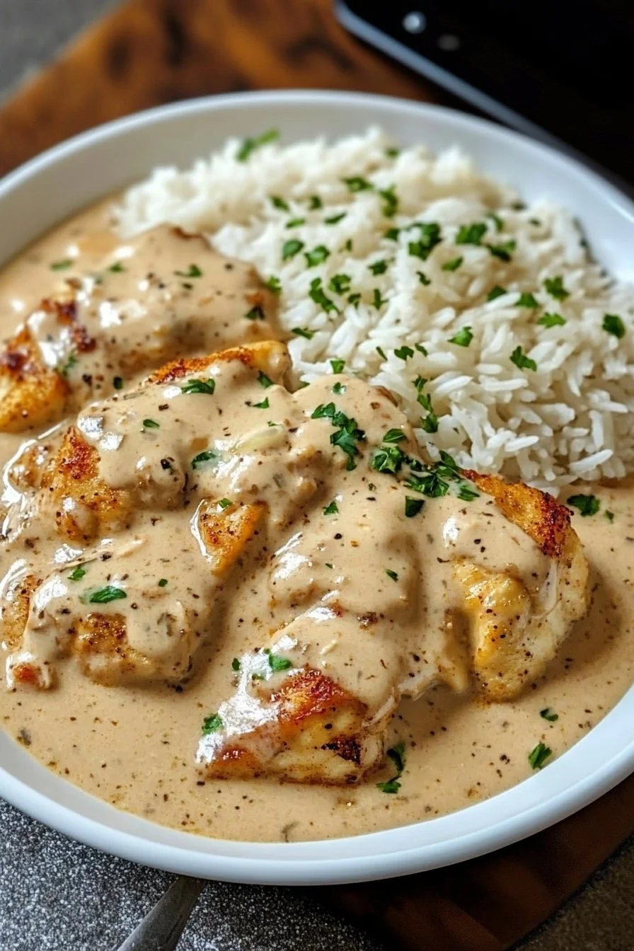 Indulge in Comfort: Creamy Smothered Chicken and Rice Delight