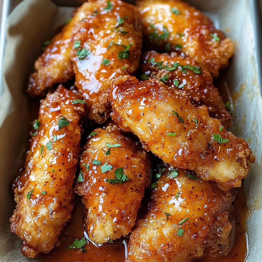 Plate of Bang Bang Chicken garnished with fresh herbs and spices