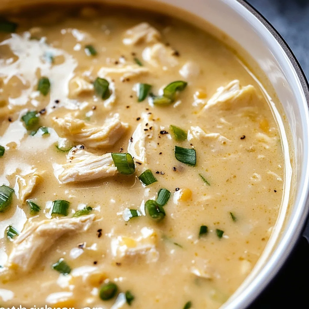 Bowl of delicious white chili garnished with cilantro and jalapeños