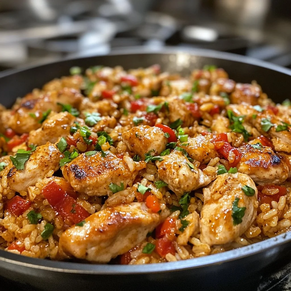 Delicious Cajun Chicken served over a bed of flavorful rice