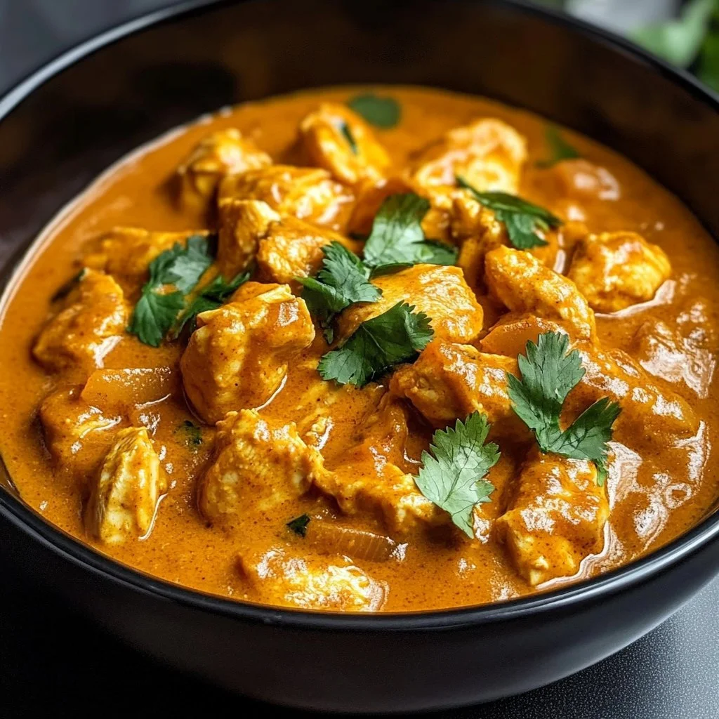 Delicious Coconut Chicken Curry served in a bowl with fresh herbs