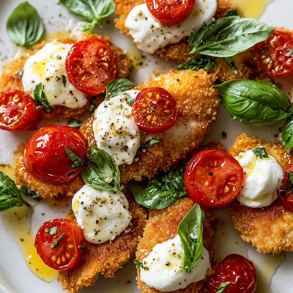 Crispy Parmesan-Basil Chicken Cutlets garnished with fresh basil