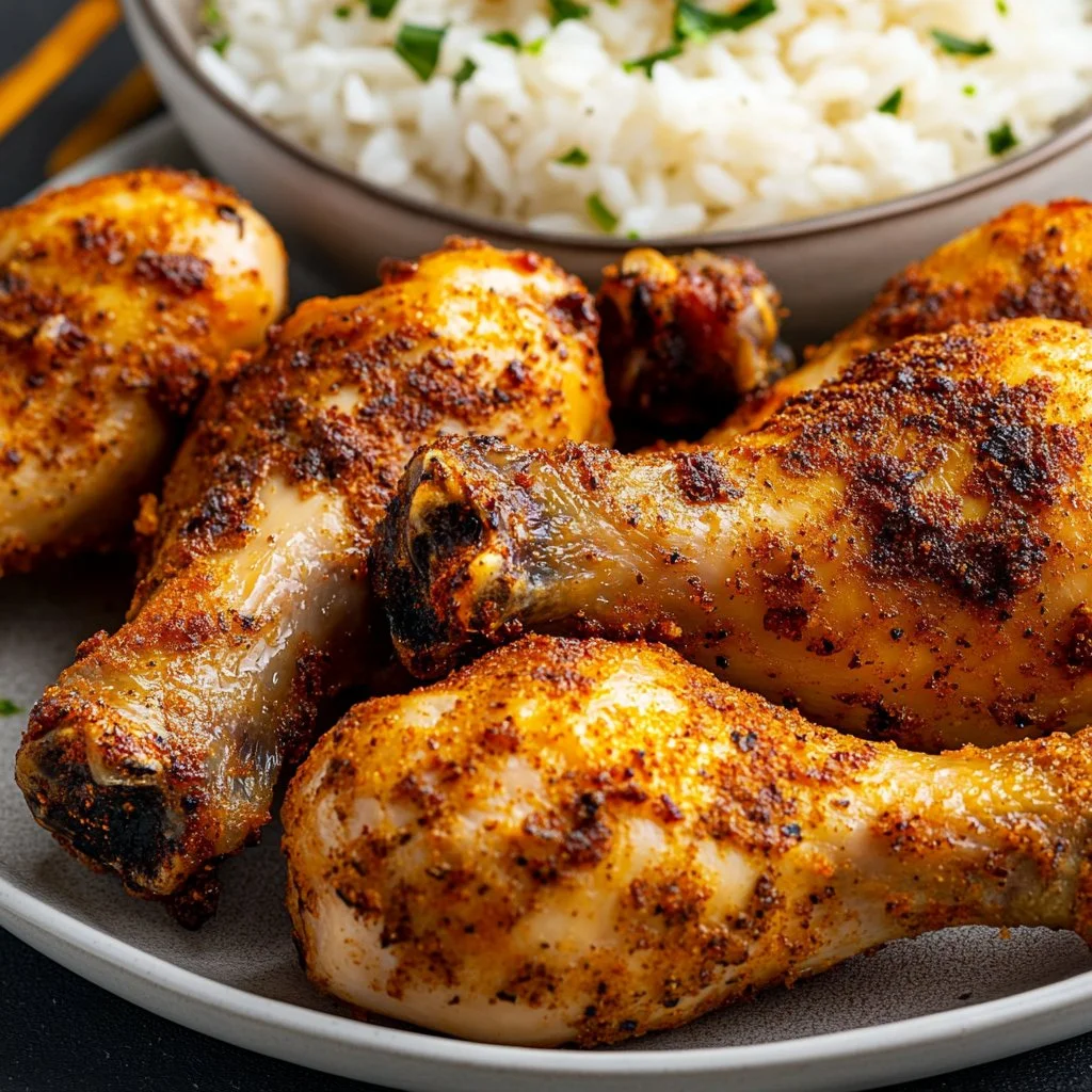 Delicious easy baked chicken drumsticks on a plate
