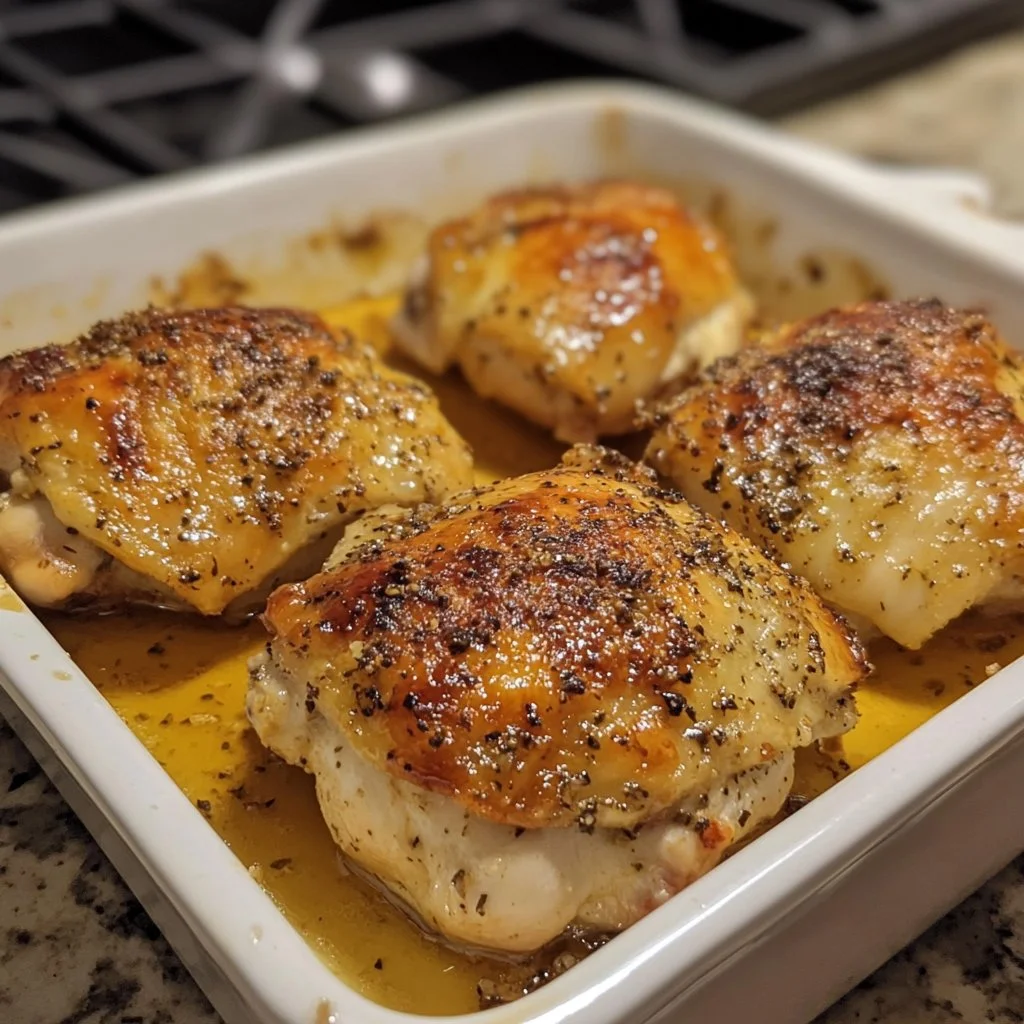 Easy baked chicken thighs recipe for juicy and flavorful dinner.
