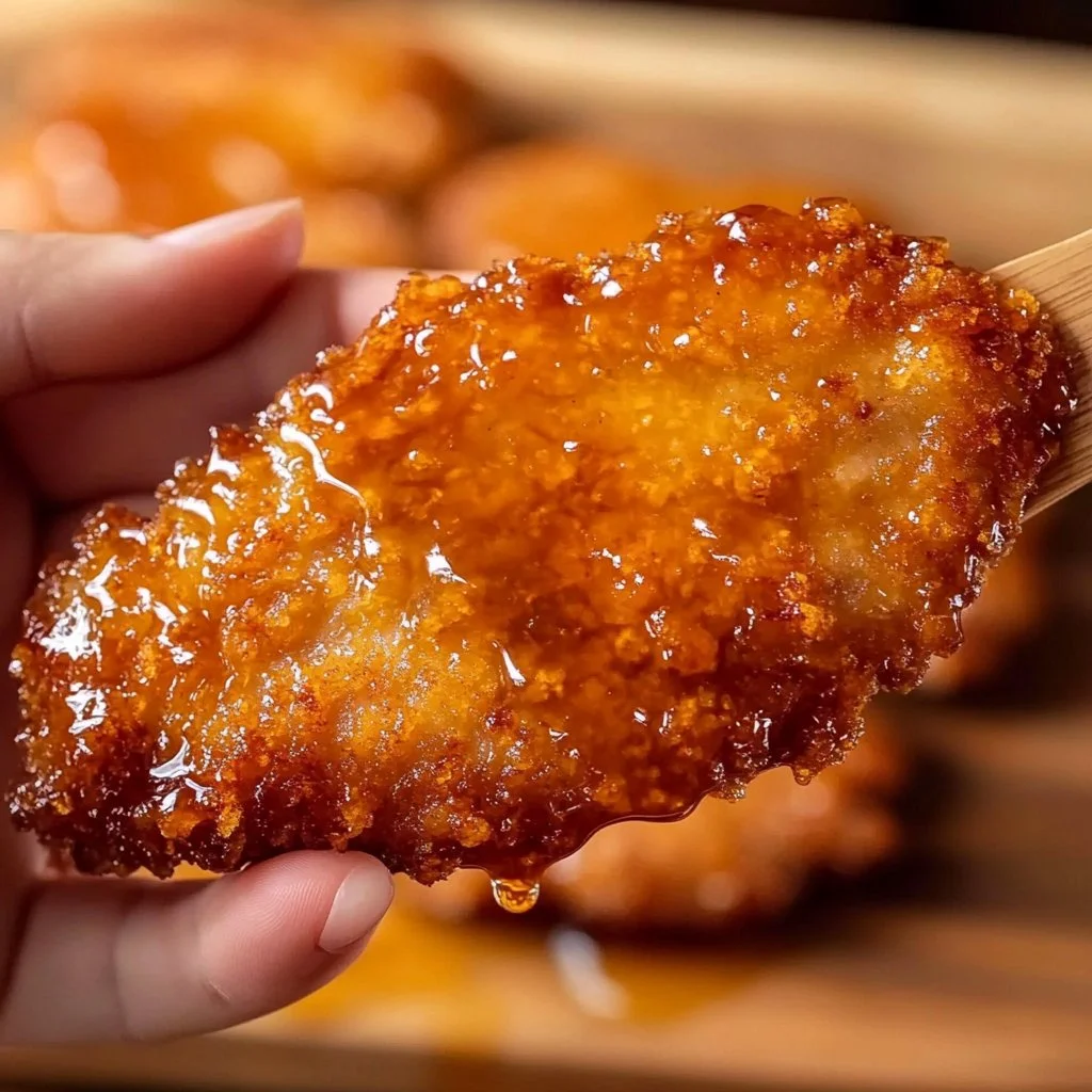 Garlic honey chicken served in a crispy rice bowl with vegetables