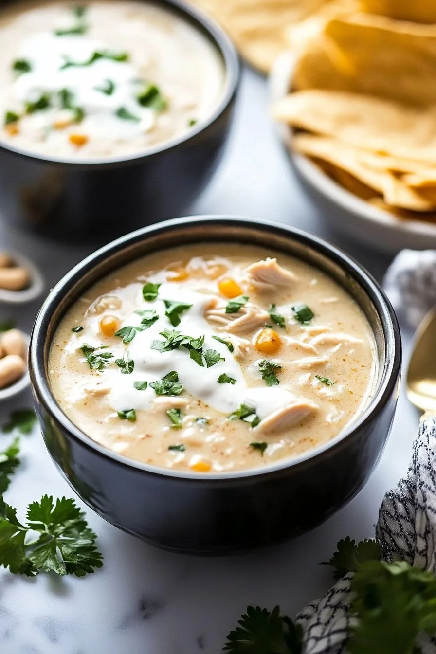 Easy Crockpot White Chicken Chili Soup