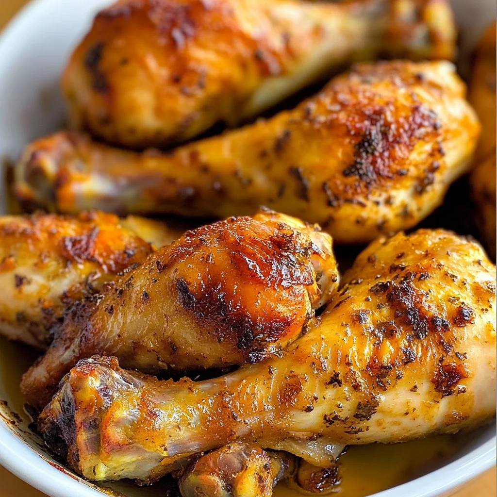 Juicy oven-baked chicken drumsticks on a plate