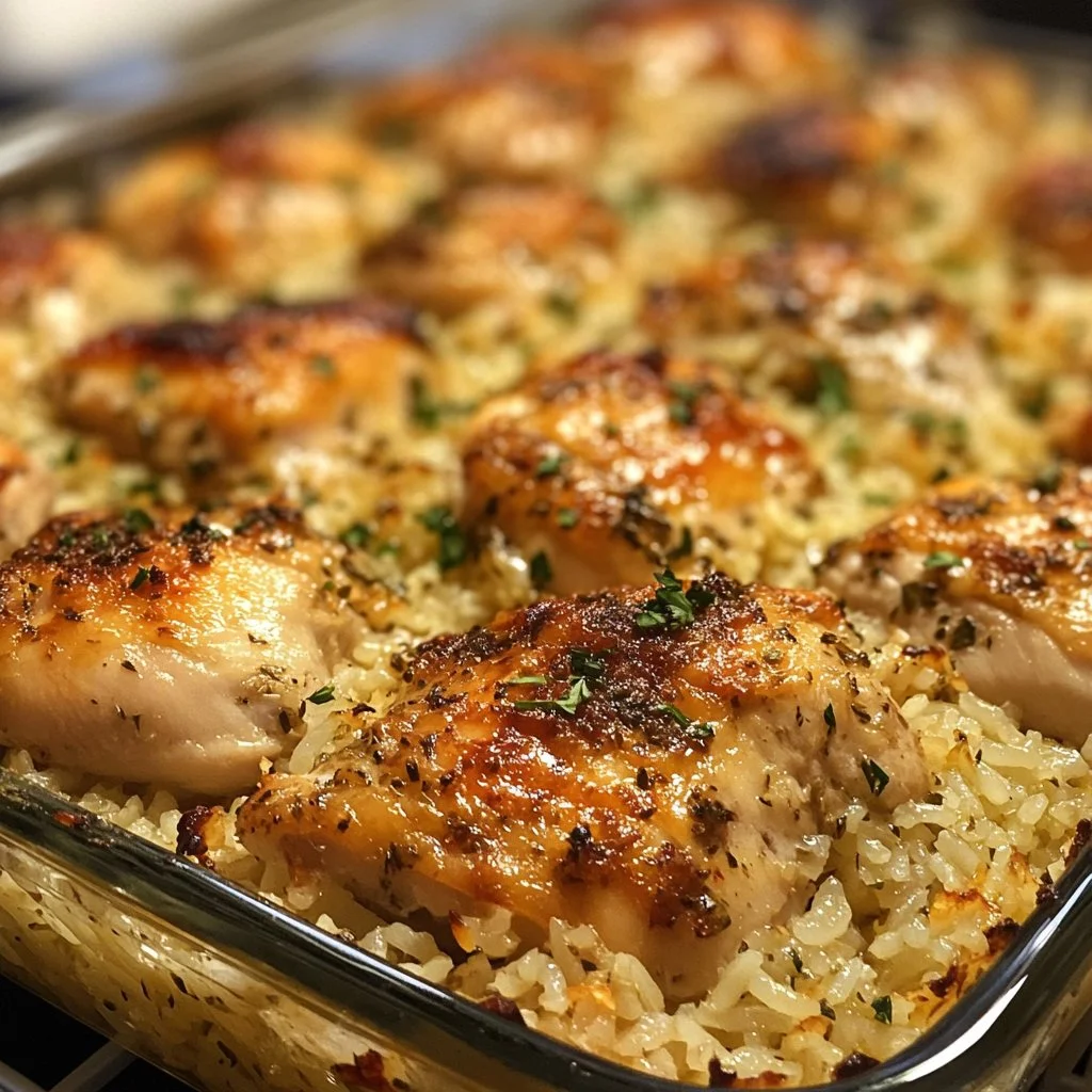 Delicious No-Peek Chicken and Rice dish served on a plate.
