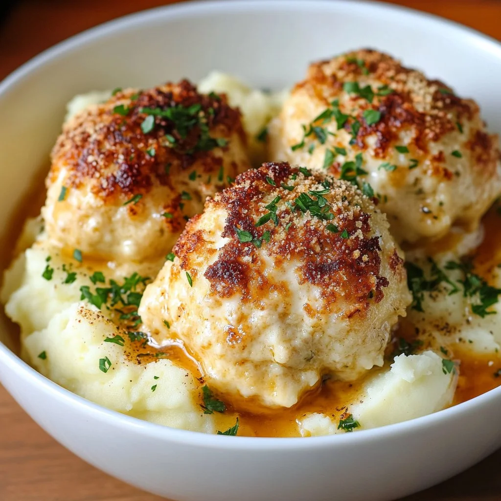Delicious Parmesan Cloud Chicken Bombs served on a plate.