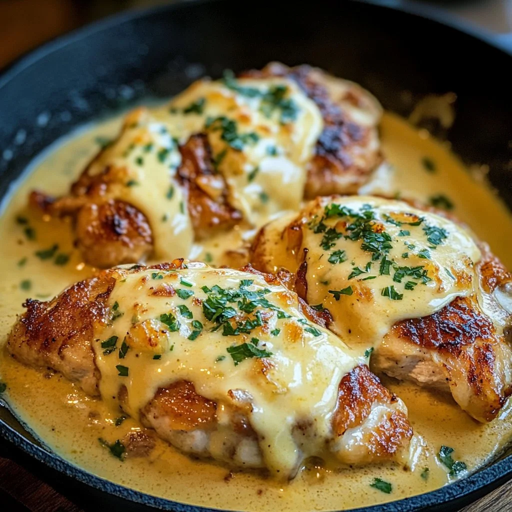 Texas Roadhouse Smothered Chicken topped with Jack cheese and herbs