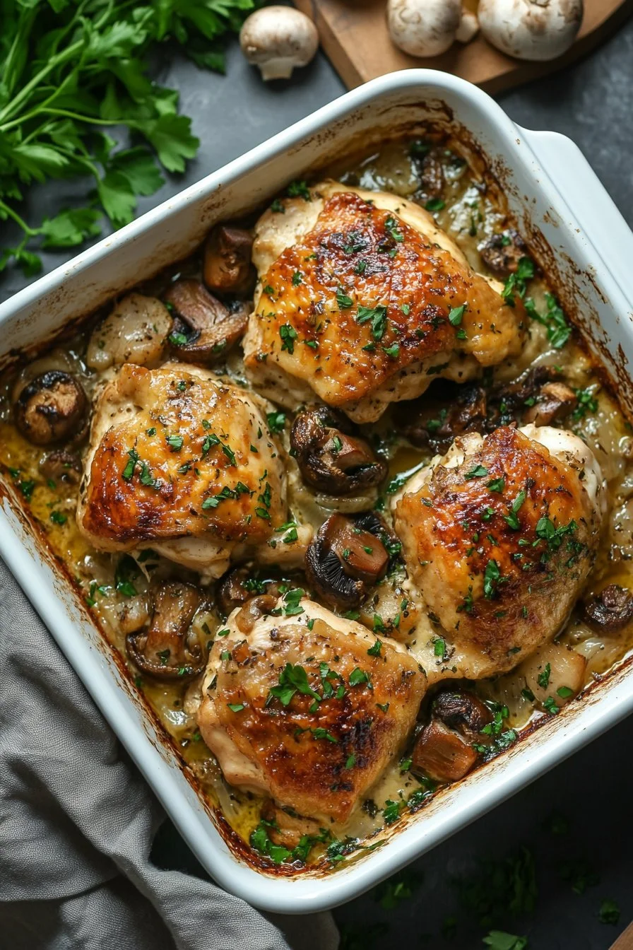 Keto Garlic Mushroom Chicken Casserole