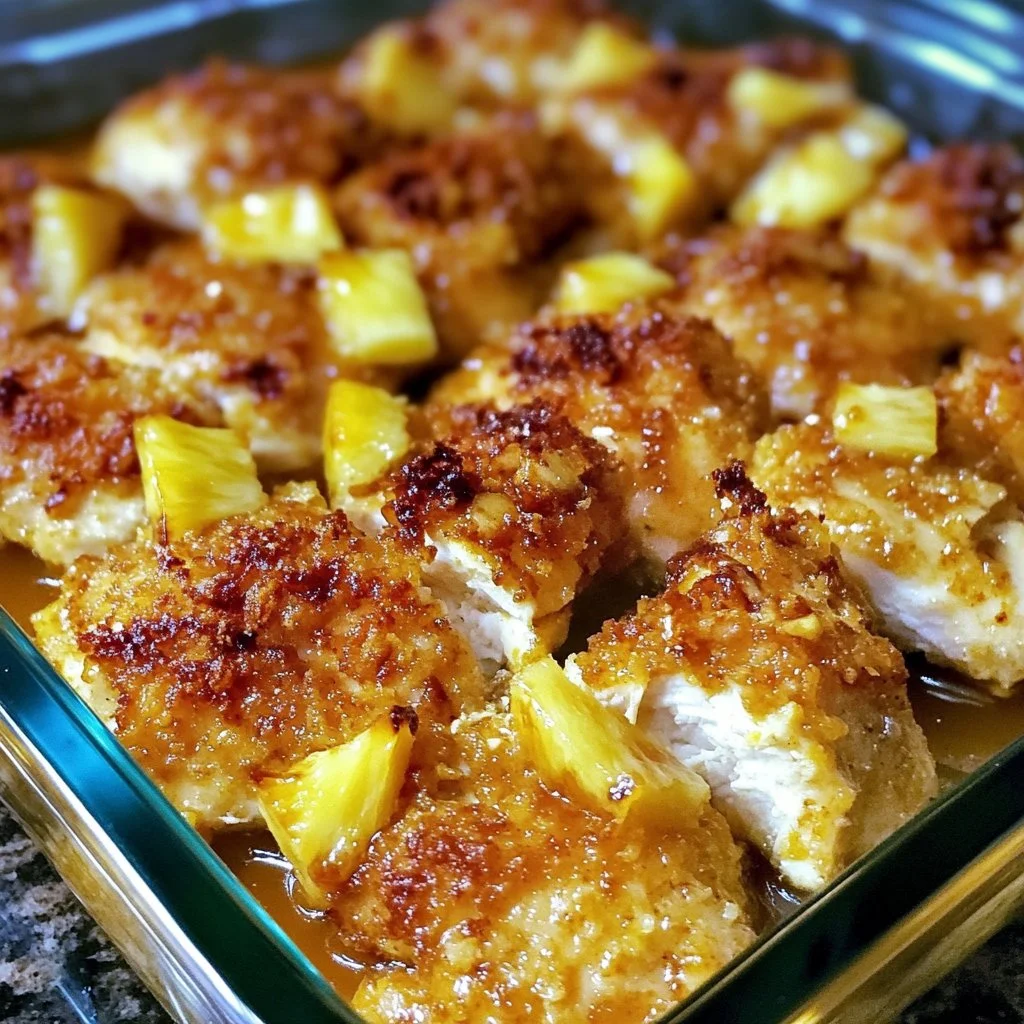 Delicious Baked Pineapple Mustard Chicken on a plate