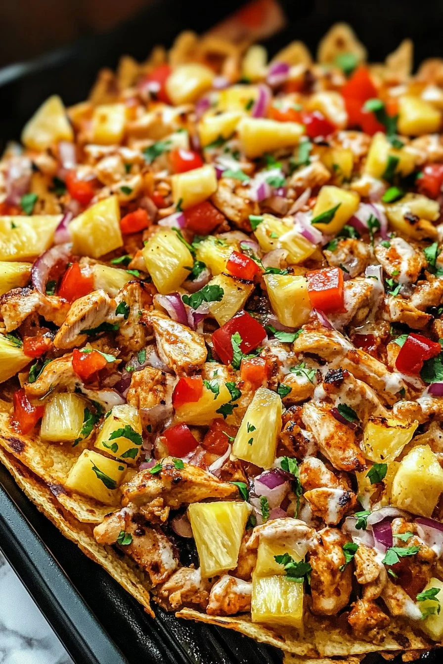 BBQ Chicken and Grilled Pineapple Nachos