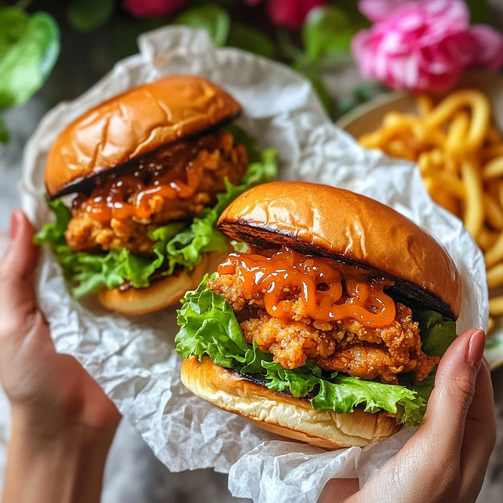 Cajun buttermilk chicken burger served with fresh toppings and spicy sauce
