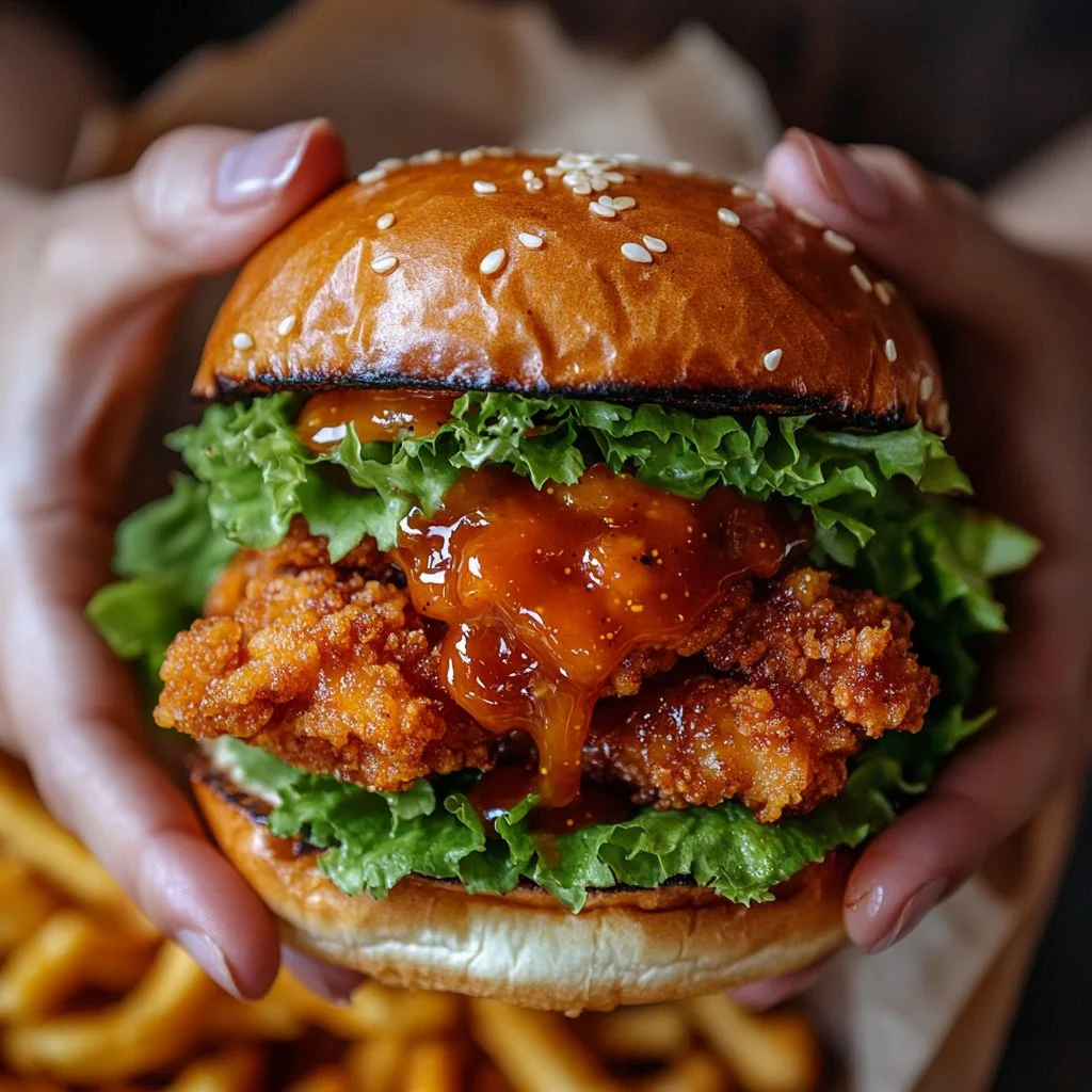 Delicious Cajun Chicken Burger with spices and toppings served on a plate