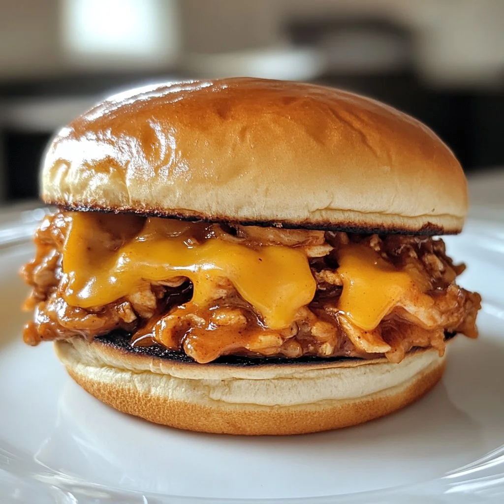 Cajun Chicken Sloppy Joes served on a plate with fresh ingredients