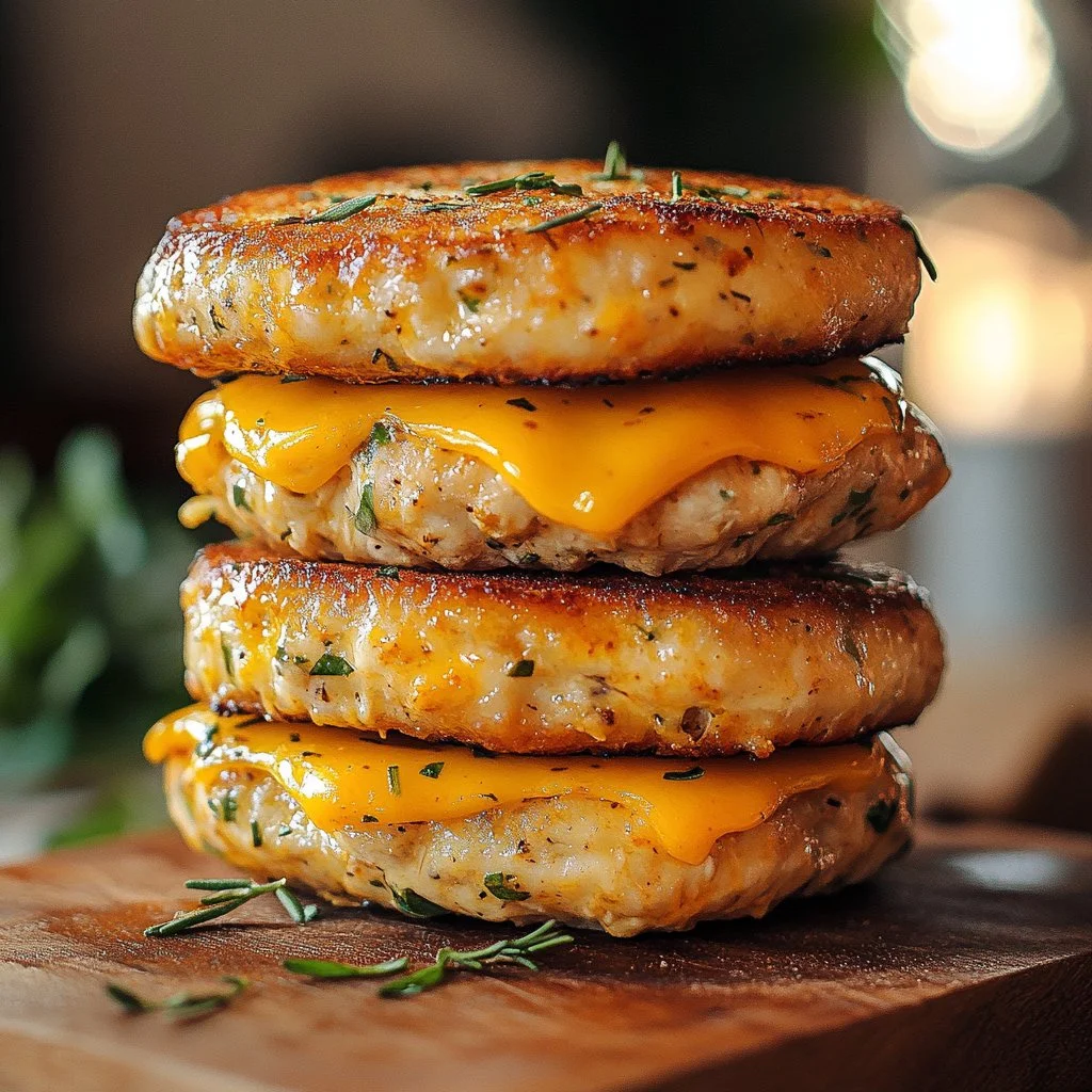 Delicious cheddar ranch chicken burgers served with fresh toppings