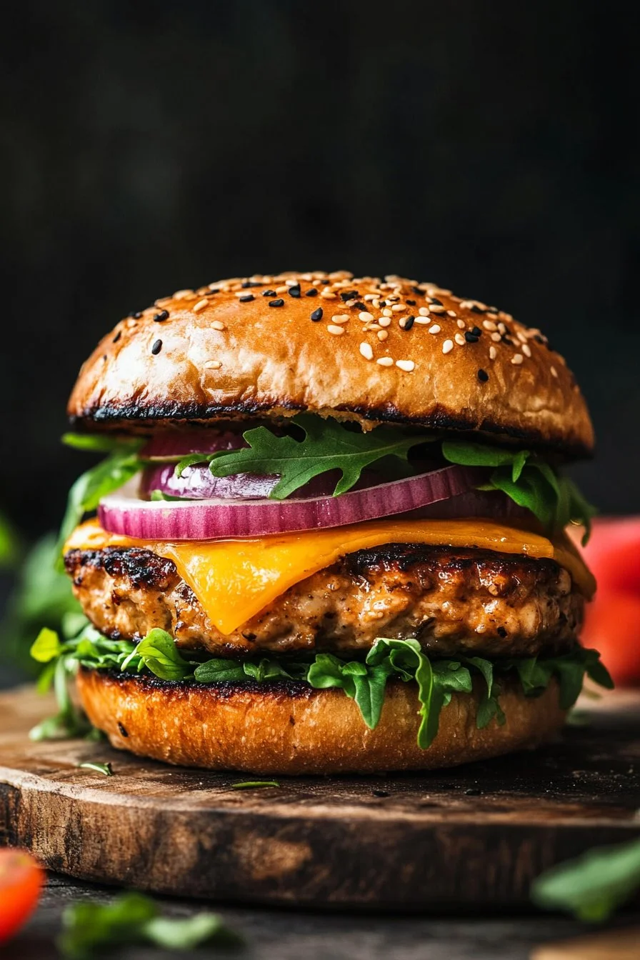 Cheddar Ranch Chicken Burgers
