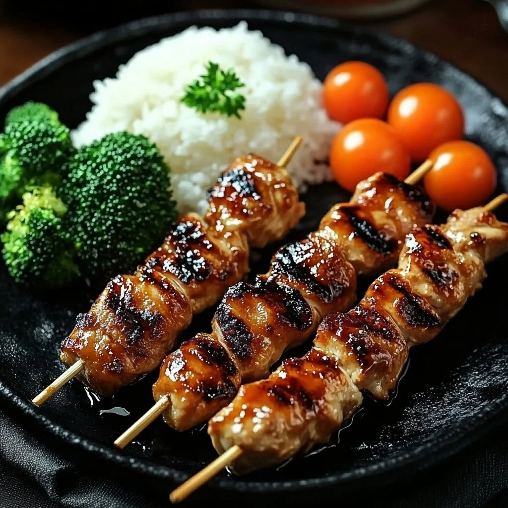Delicious Chicken Yakitori skewers grilled to perfection with savory sauce.