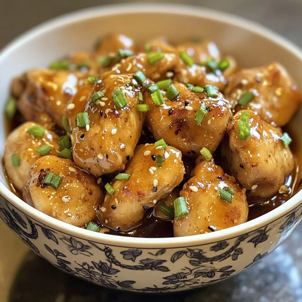 Crockpot honey garlic chicken served with rice and vegetables