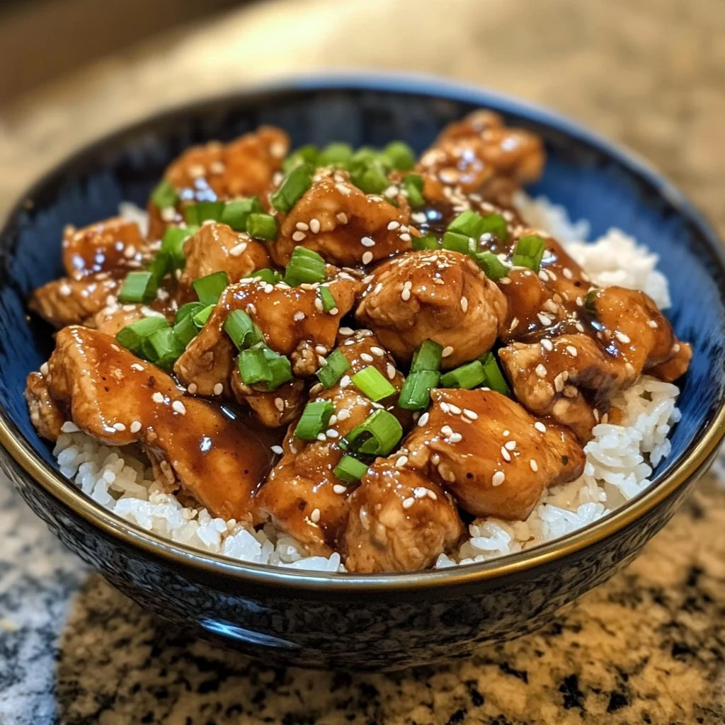 Easy Crockpot Teriyaki Chicken dish served with vegetables