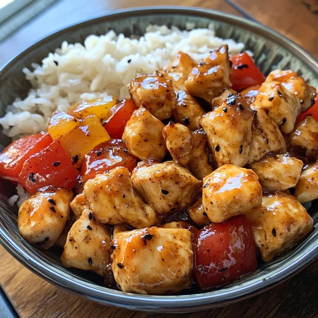 Delicious Easy Hawaiian Chicken dish garnished with fresh pineapple and basil.