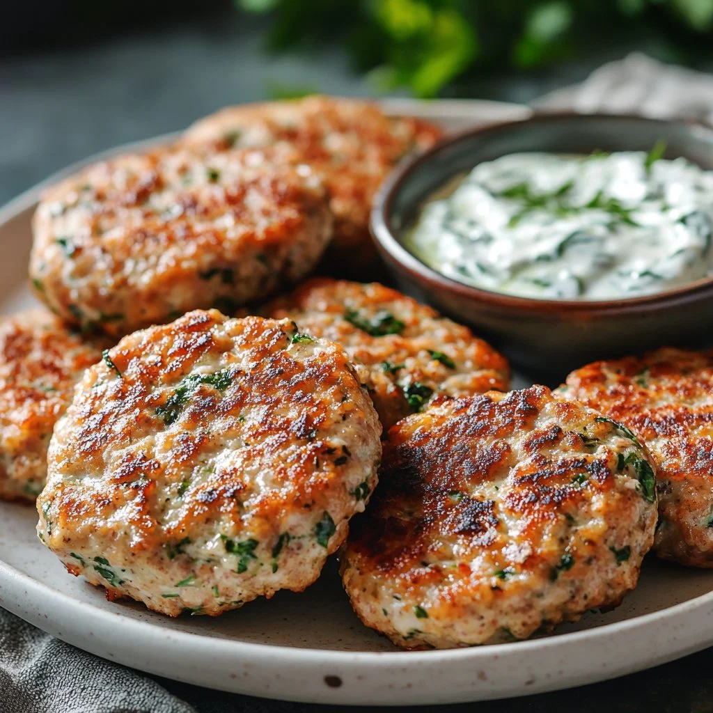 Delicious Greek turkey patties served with fresh herbs and spices