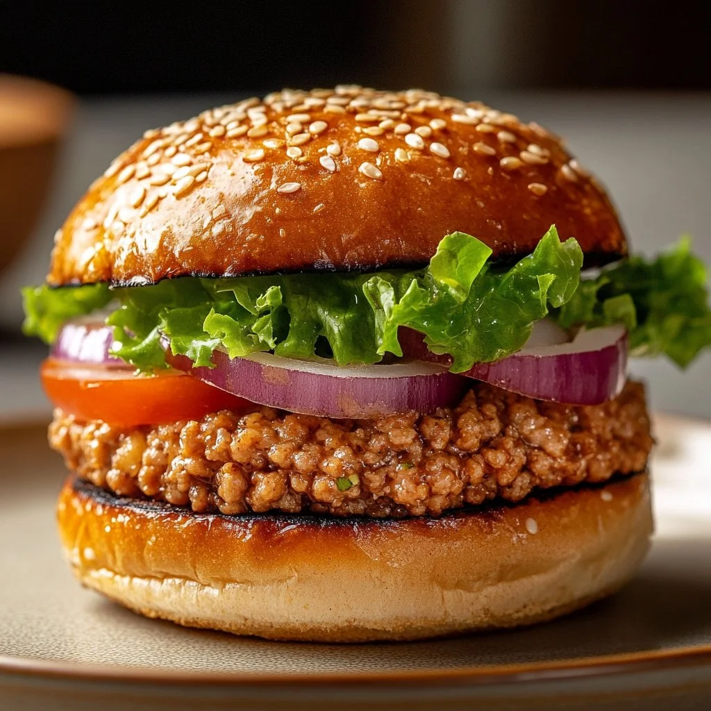 Delicious homemade ground chicken burgers served on a plate