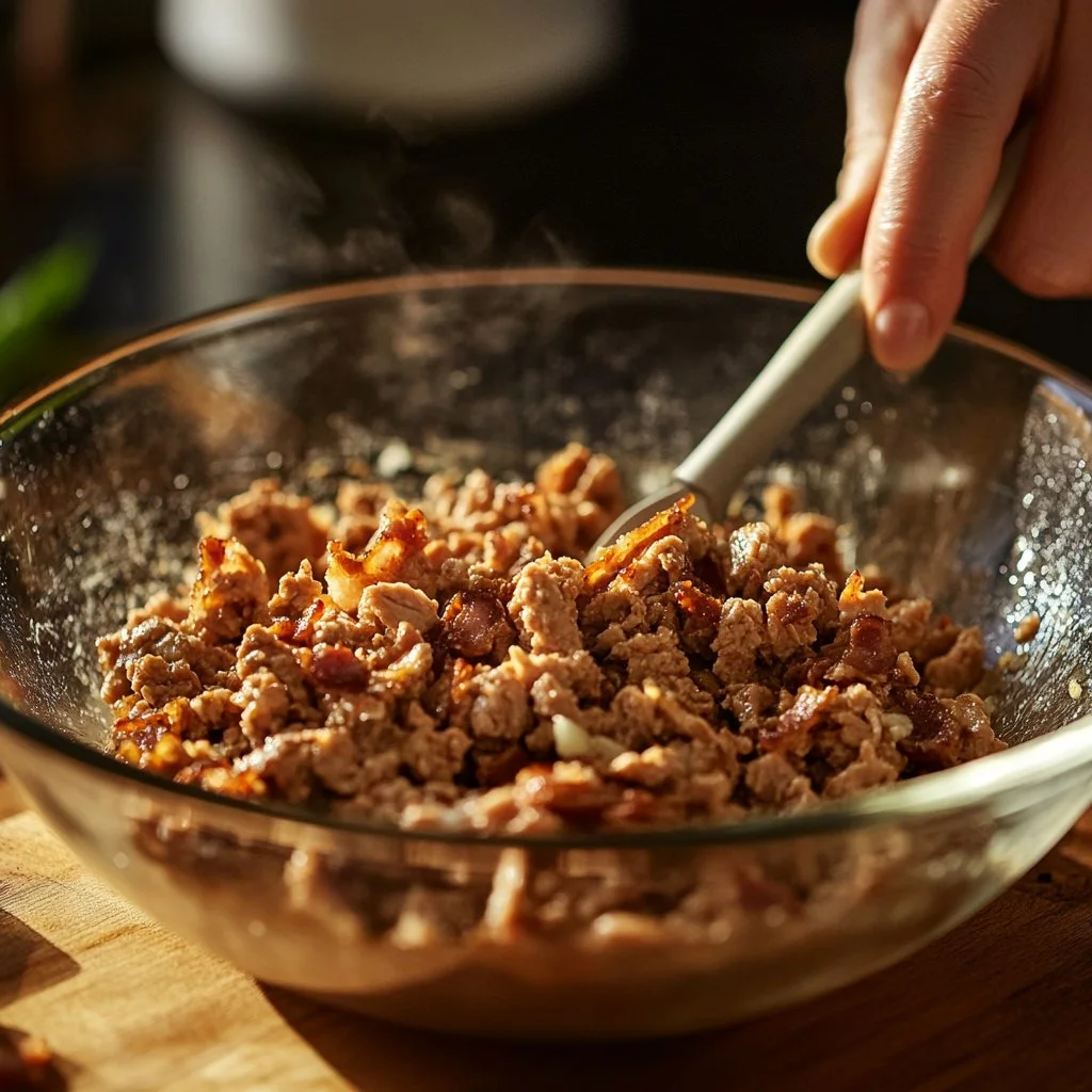 Ground chicken burgers with crispy bacon and fresh toppings