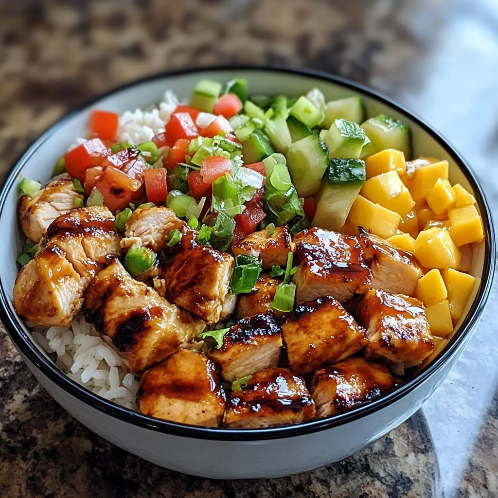 Delicious Hawaiian Chicken Bowl with tropical ingredients and vibrant colors