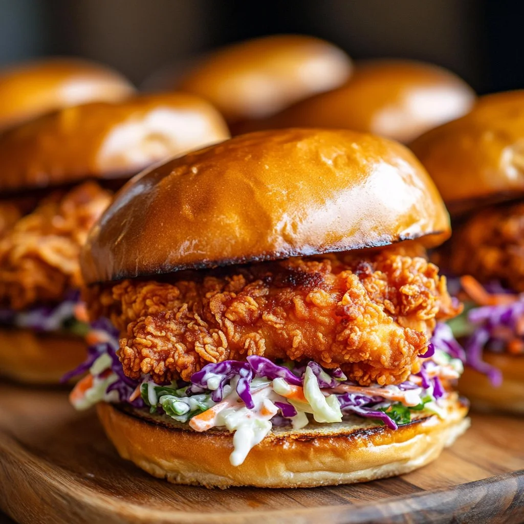 Hot honey butter chicken sandwich with crispy chicken and flavorful sauce