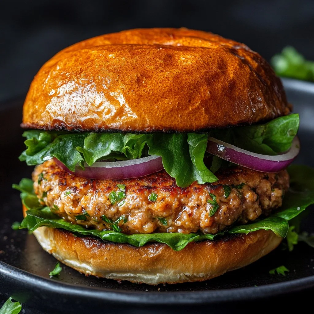Juicy ground chicken burgers grilled to perfection with fresh toppings