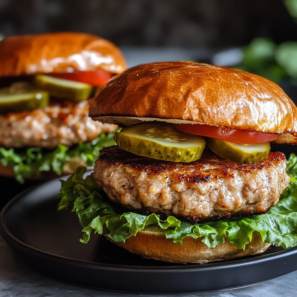 Delicious and juicy turkey burgers on a grill