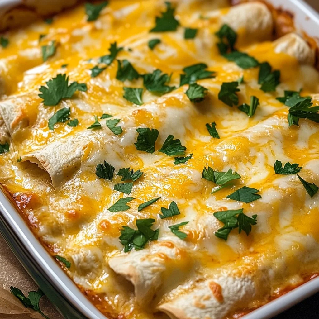 Low carb keto white chicken enchiladas ready to serve