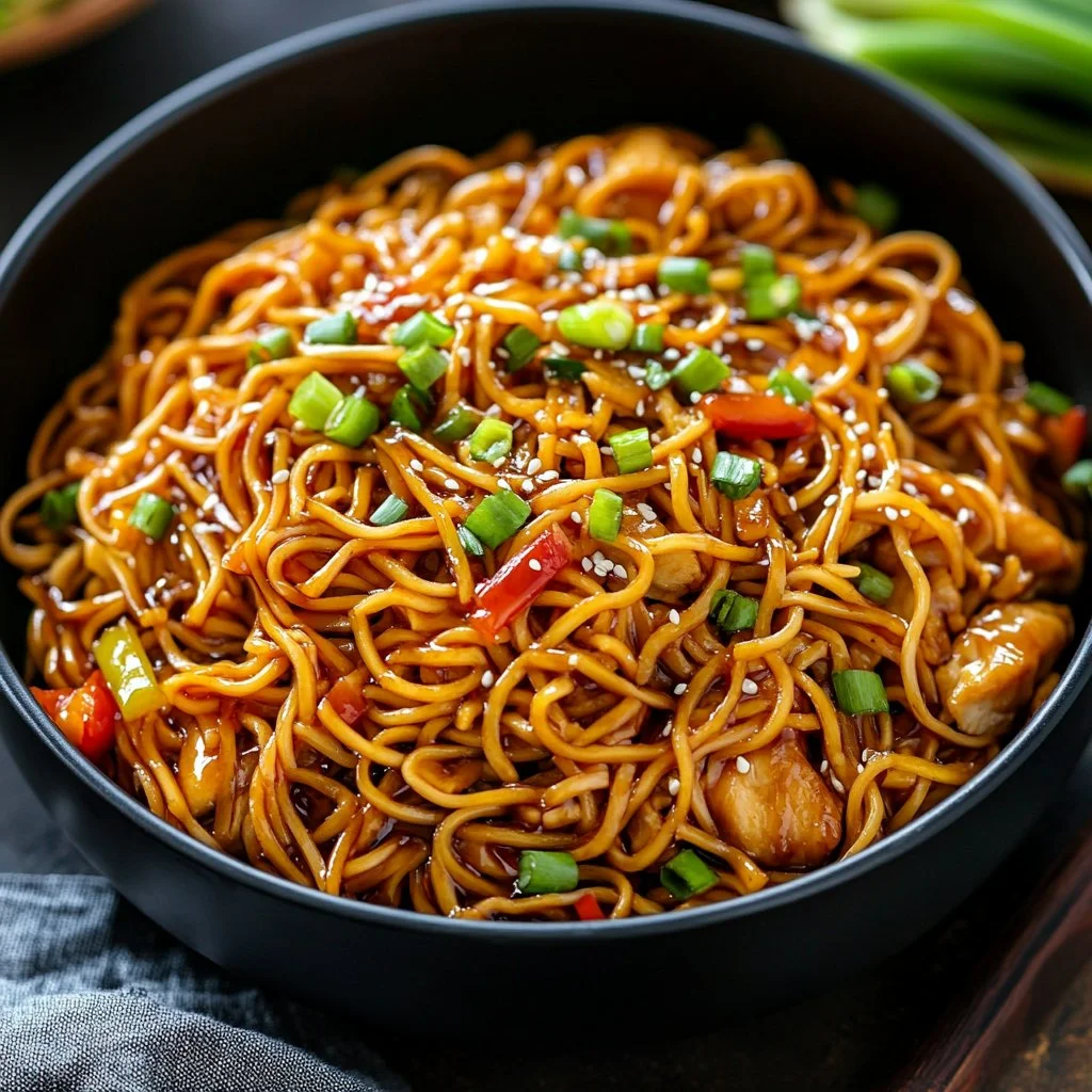 One Pan Teriyaki Chicken and Noodles served on a plate