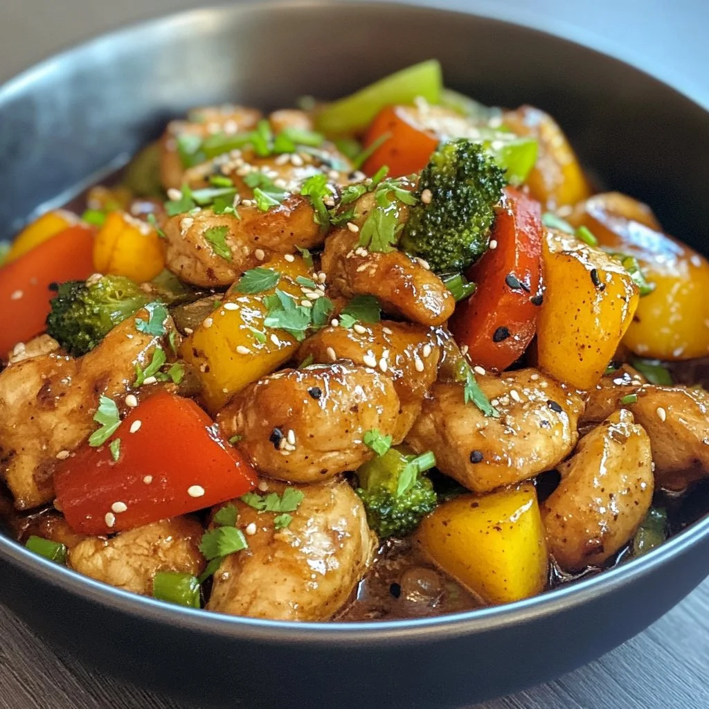 One-Pan Teriyaki Chicken Stir Fry with colorful vegetables and rice