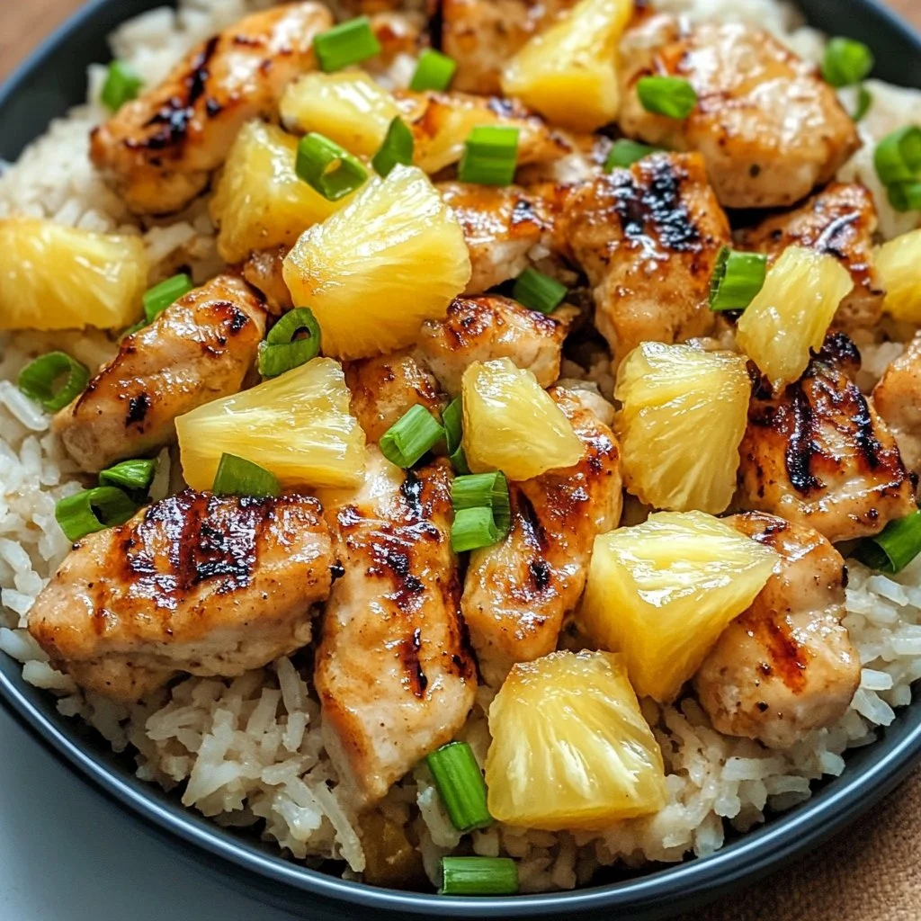 Pineapple Chicken served with rice, showcasing a colorful and delicious dish.