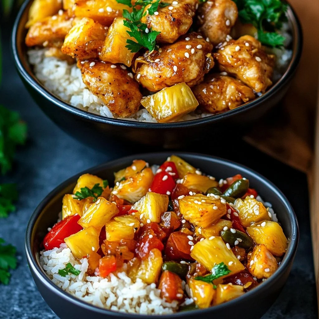 Delicious Pineapple Chicken and Rice dish served on a plate
