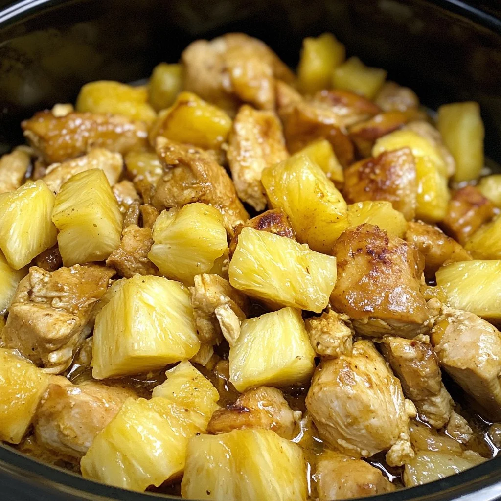 Crockpot Pineapple Chicken dish with vibrant colors and fresh ingredients