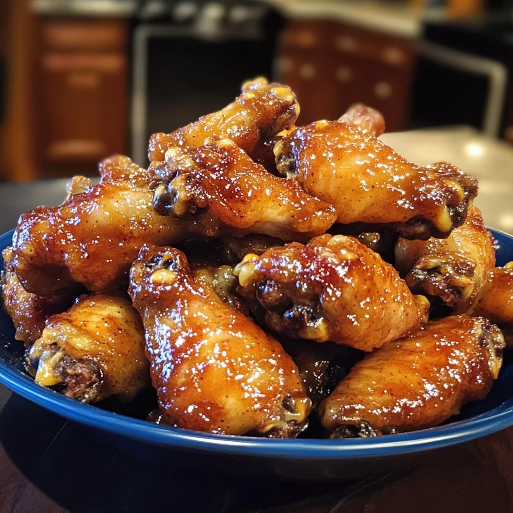 Pineapple Cowboy Candy Chicken Wings served on a platter with garnishes