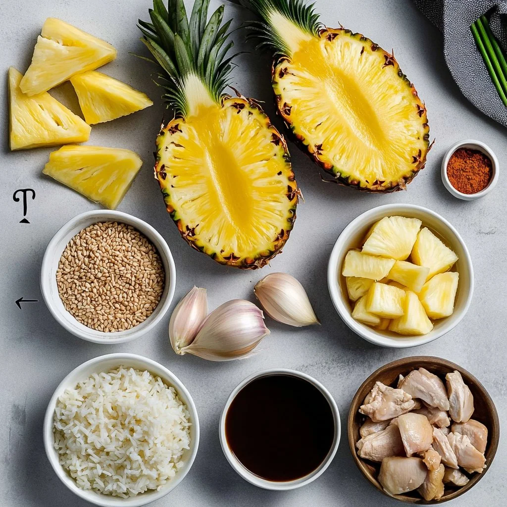 Pineapple Teriyaki Chicken served with vegetables on a plate